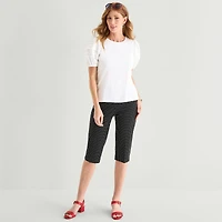 Liz Claiborne Womens Round Neck Short Sleeve Blouse