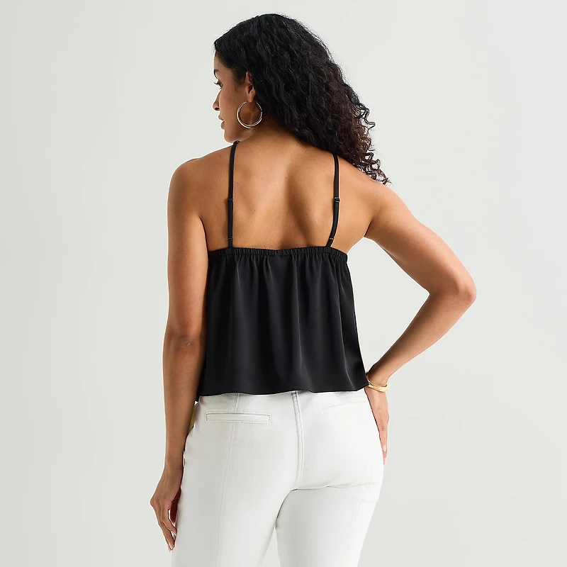 Bold Elements Womens Halter Neck Sleeveless Satin Blouse
