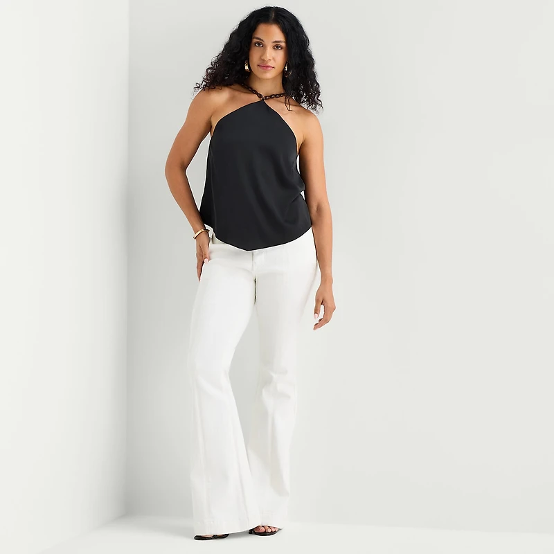 Bold Elements Womens Halter Neck Sleeveless Satin Blouse