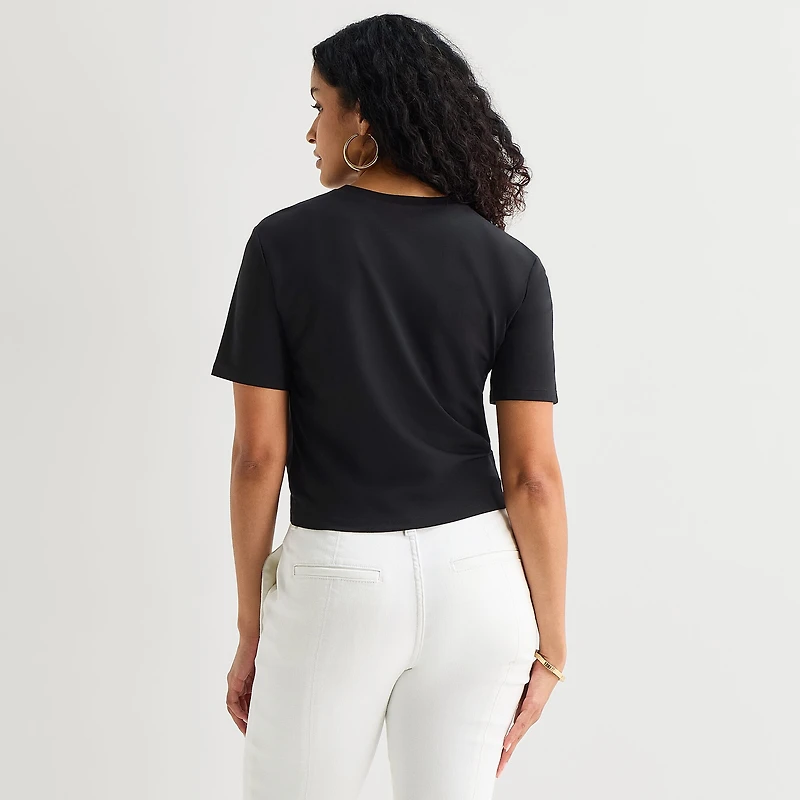 Bold Elements Womens Crew Neck Short Sleeve Crop T- Shirt