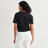 Bold Elements Womens Crew Neck Short Sleeve Crop T- Shirt