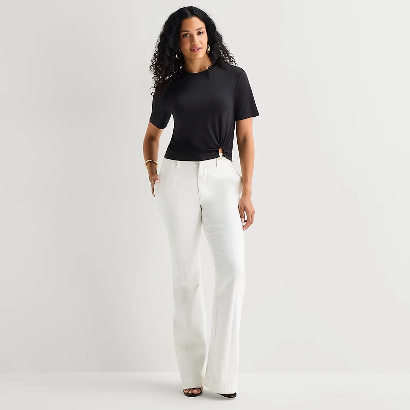 Bold Elements Womens Crew Neck Short Sleeve Crop T- Shirt