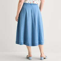 Liz Claiborne Womens Plus Mid Rise Midi Full Skirt