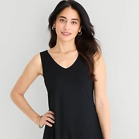 St. John's Bay Womens Tall V Neck Sleeveless Floral A-Line Dress