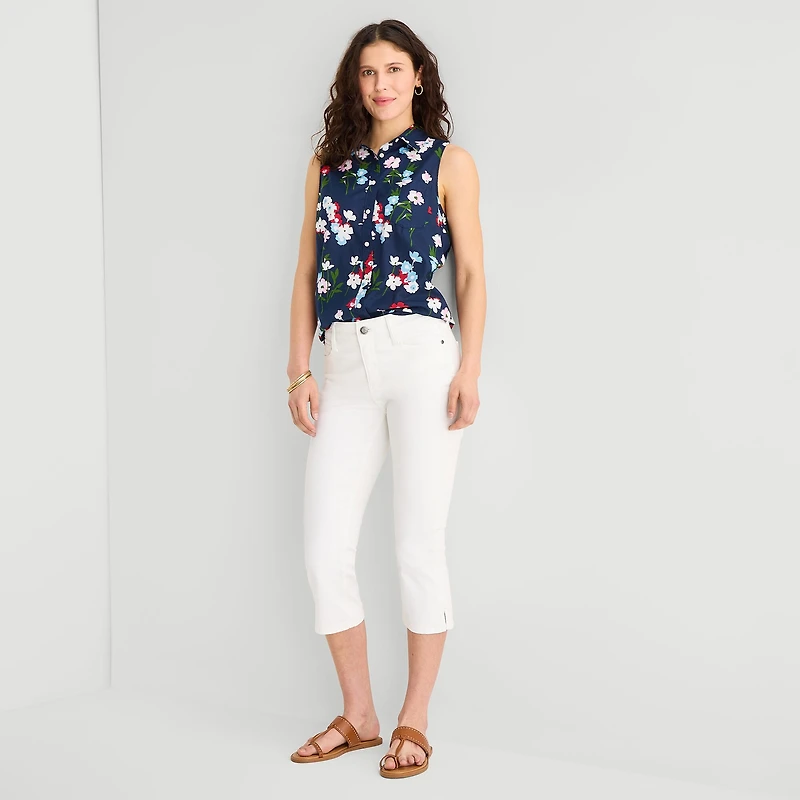 St. John's Bay Womens Tall Sleeveless Regular Fit Button-Down Shirt