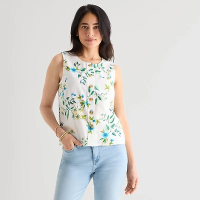 St. John's Bay Womens Tall Round Neck Sleeveless Blouse
