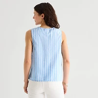 St. John's Bay Womens Tall Round Neck Sleeveless Blouse