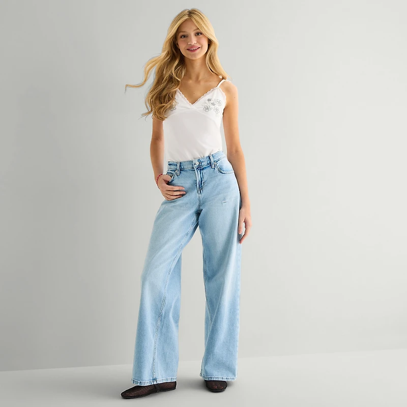 Arizona Womens Juniors Short Low Rise Baggy Fit Jean