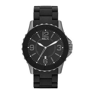 Relic® Mens Black Silicone Wrapped Stainless Steel Watch ZR12092
