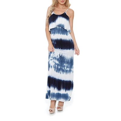 White Mark Kalea Womens Scoop Neck Sleeveless Tie-Dye Maxi Dress