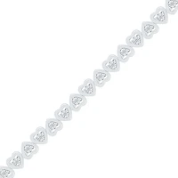 Womens 1/10 CT. T.W. Natural White Diamond Sterling Silver Heart 7.5 Inch Tennis Bracelet