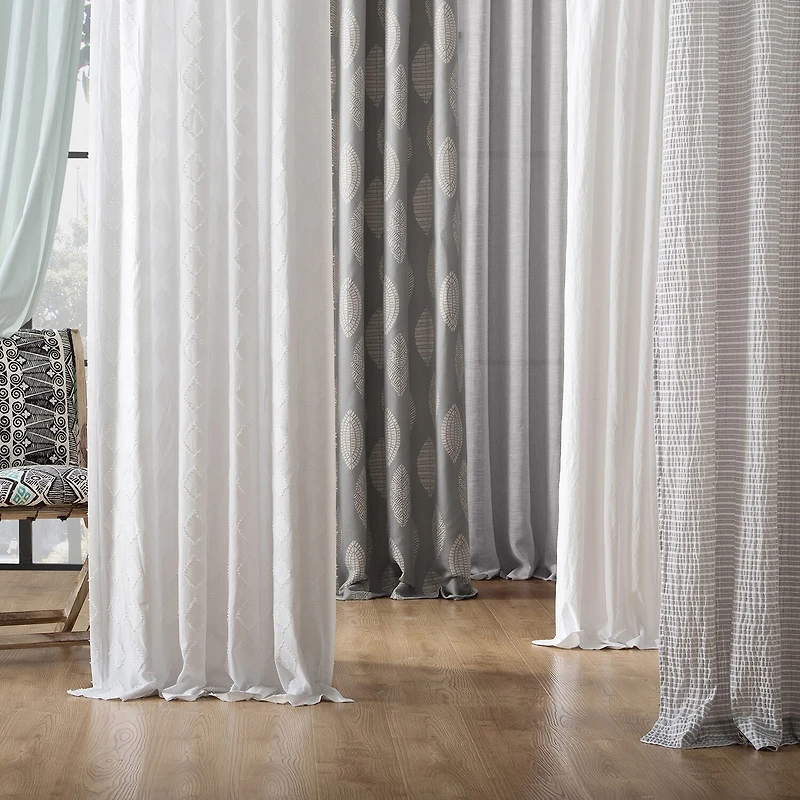 Archaeo Akari Slub Textured Linen Blend Grommet Top Sheer Single Curtain Panel