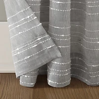 Clean Window Textured Slub Stripe Rod Pocket Sheer Single Curtain Panel