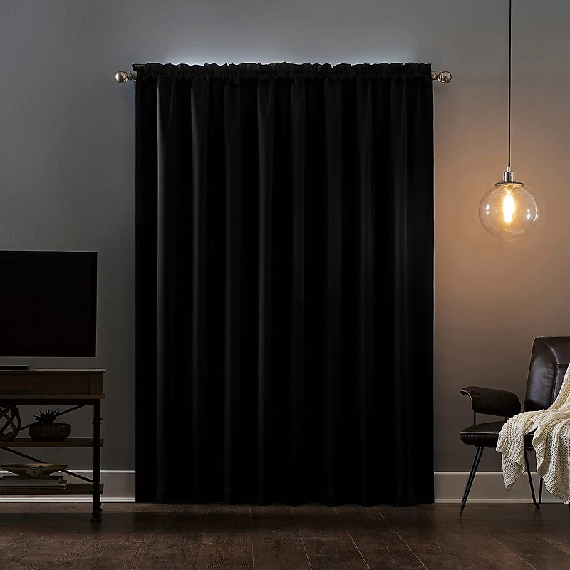 Sun Zero Oslo Rod Pocket Energy Saving 100% Blackout Single Curtain Panel
