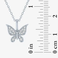 Womens 1/10 CT. T.W. Natural White Diamond Sterling Silver Butterfly 18 Inch Pendant Necklace