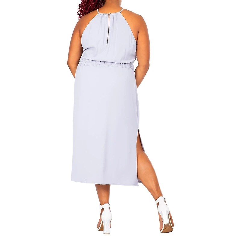 Poetic Justice Womens Plus Halter Neck Sleeveless Maxi Dress