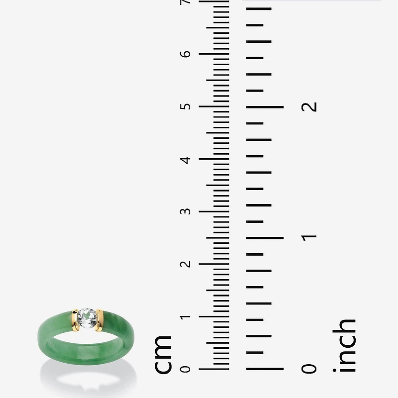 Womens 5MM Genuine Green Jade 10K Gold Band
