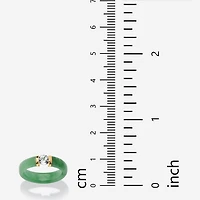 Womens 5MM Genuine Green Jade 10K Gold Band