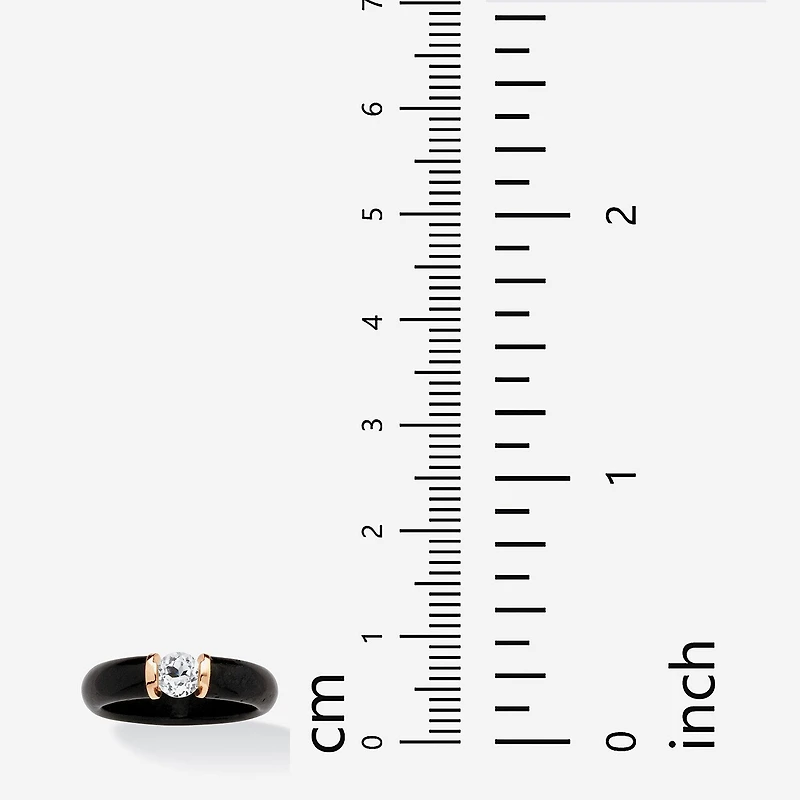 Womens 5MM Genuine Black Jade 10K Gold Band