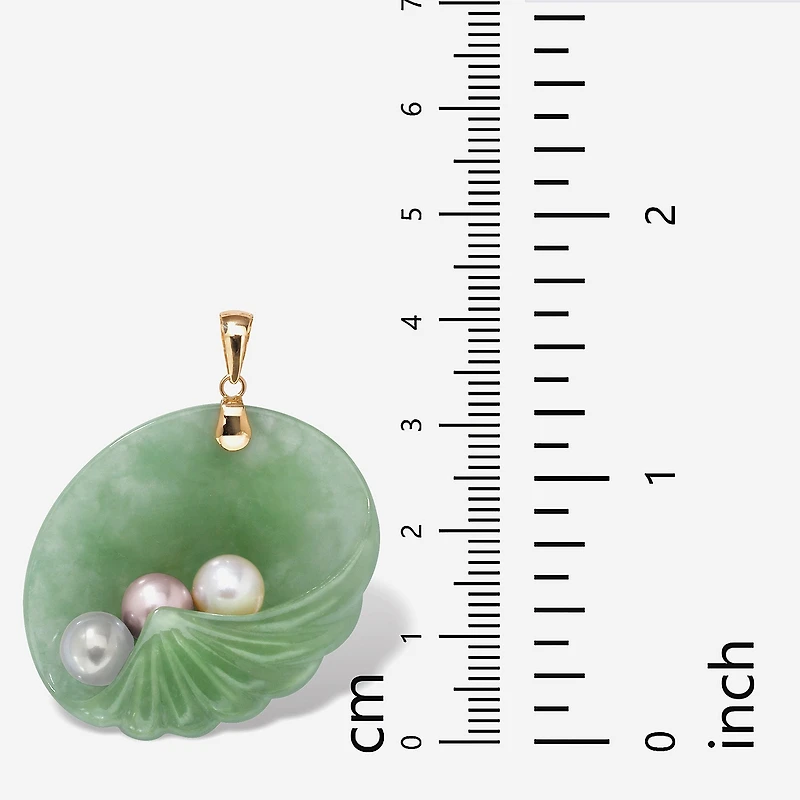 Seashell Womens Genuine Green Jade 14K Gold Pendant