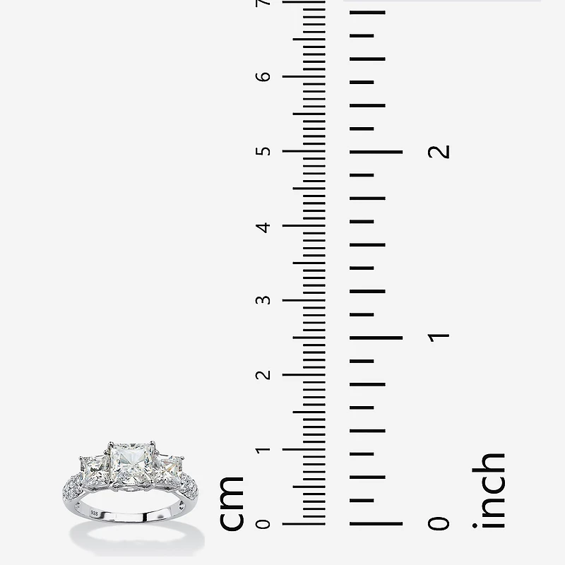 Womens Lab Created White Sapphire Platinum Over Silver Cocktail Ring