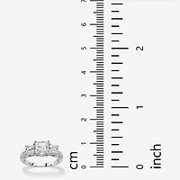 Womens Lab Created White Sapphire Platinum Over Silver Cocktail Ring