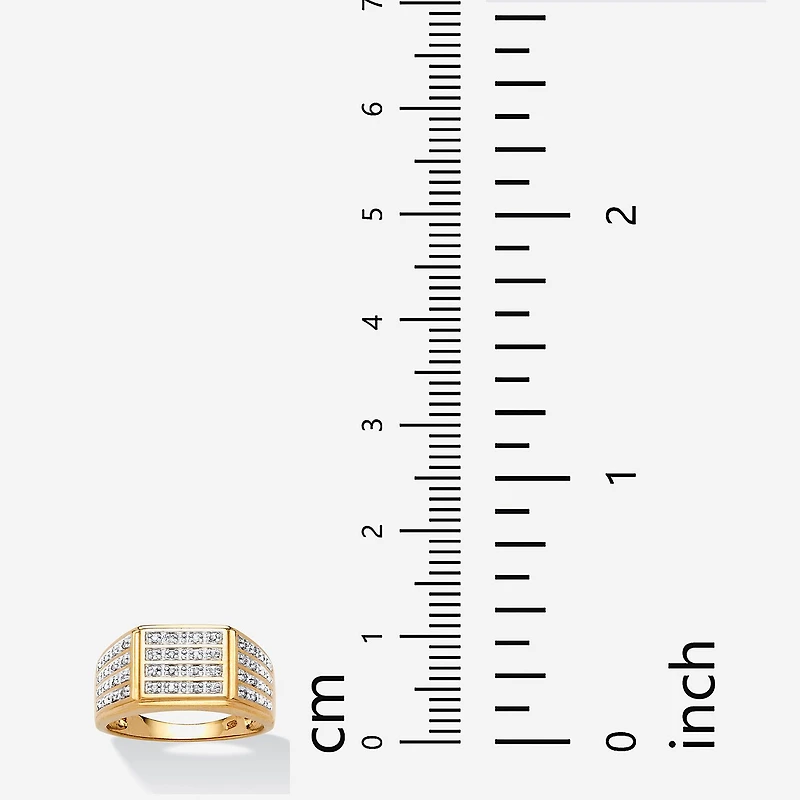 Mens 1/6 CT. T.W. Natural White Diamond 18K Gold Over Silver Fashion Ring