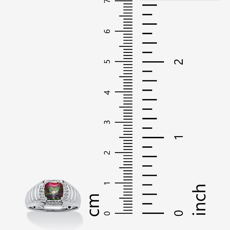 Mens 2 3/4 CT. T.W. Genuine Mystic Fire Topaz Platinum Over Silver Fashion Ring
