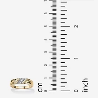 Mens 2.5MM Diamond Accent Natural White 18K Gold Over Silver Band