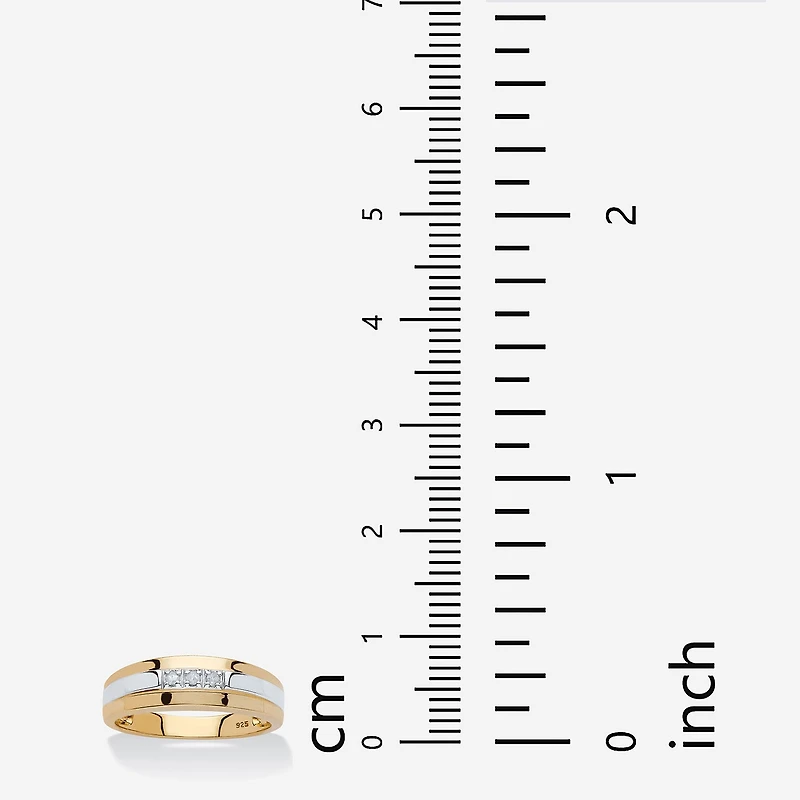 Mens 2.5MM Diamond Accent Natural White 18K Gold Over Silver Band