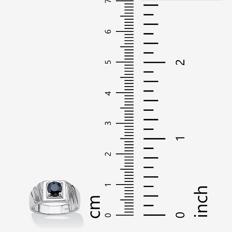 Mens Genuine Sapphire Sterling Silver Fashion Ring