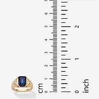Mens Lab Created Blue Sapphire 18K Gold Over Silver Fashion Ring