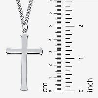 Mens Sterling Silver Cross Inch Pendant Necklace