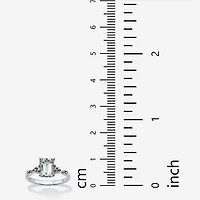 Womens Genuine Blue Aquamarine Platinum Over Silver Cocktail Ring