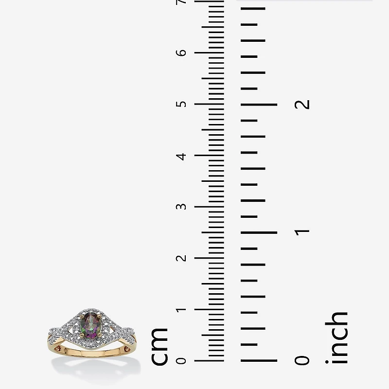 Womens Diamond Accent Genuine Mystic Fire Topaz 18K Gold Over Silver Cocktail Ring