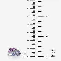 Womens Genuine Purple Amethyst Platinum Over Silver Cocktail Ring