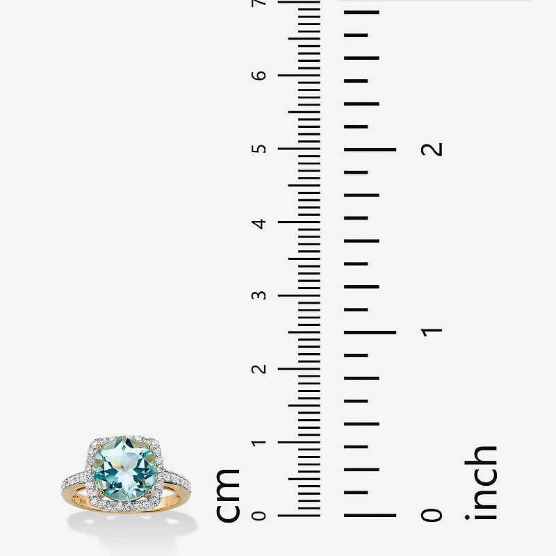Womens Genuine Blue Topaz 14K Gold Over Silver Cocktail Ring
