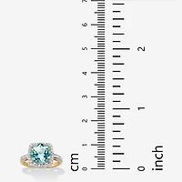Womens Genuine Blue Topaz 14K Gold Over Silver Cocktail Ring