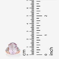 Womens Genuine Pink Amethyst 14K Rose Gold Over Silver Cocktail Ring
