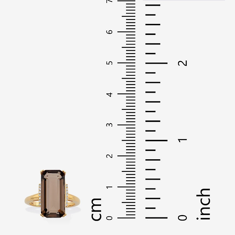 Womens Genuine Quartz 18K Gold Over Silver Cocktail Ring