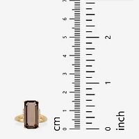 Womens Genuine Quartz 18K Gold Over Silver Cocktail Ring