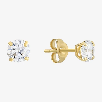 Cubic Zirconia 14K Gold 4mm Stud Earrings