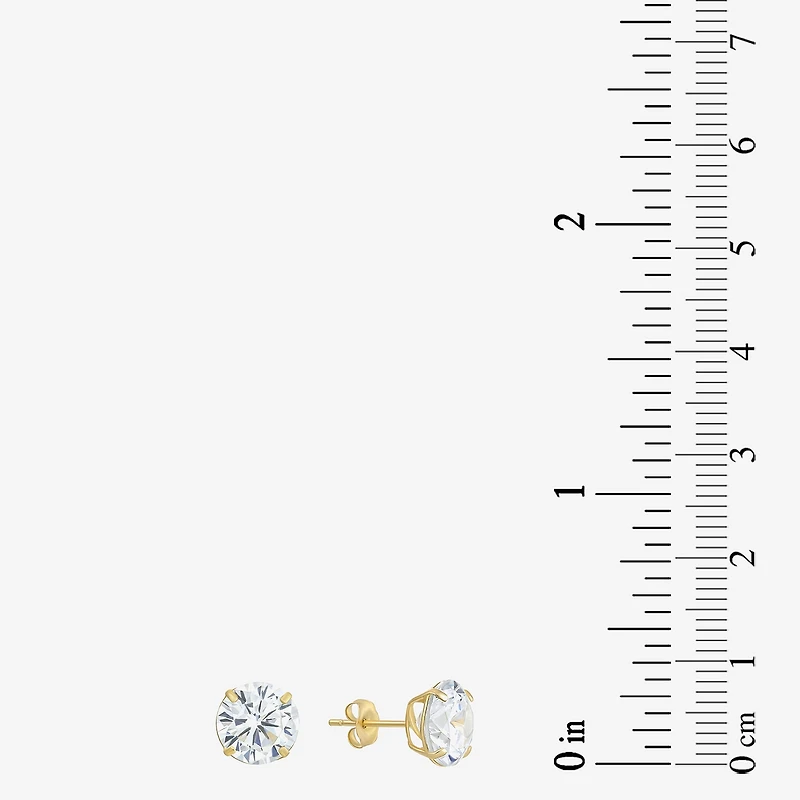 Cubic Zirconia 14K Gold 8mm Stud Earrings