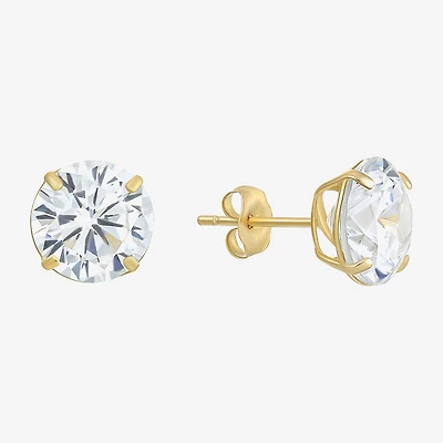 Cubic Zirconia 14K Gold 8mm Stud Earrings