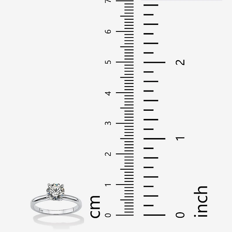 DiamonArt® Womens 1 1/10 CT. T.W. White Cubic Zirconia Sterling Silver Round Engagement Ring