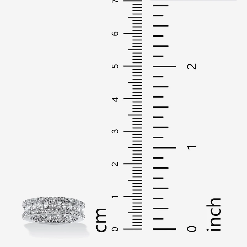 DiamonArt® 6MM 3 1/4 CT. T.W. White Cubic Zirconia Platinum Over Silver Rectangular Band