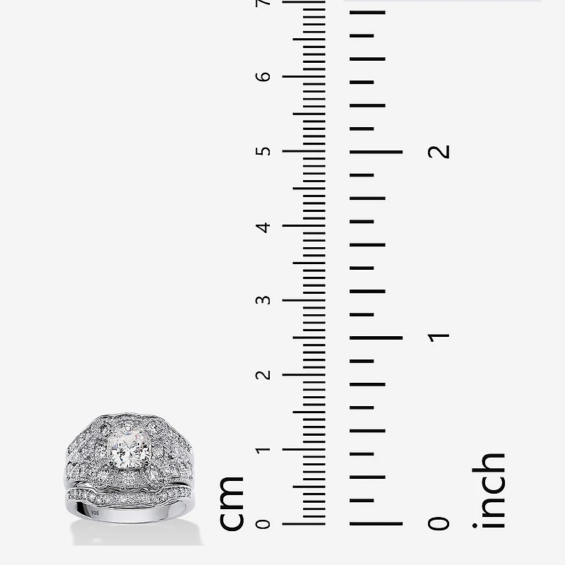 DiamonArt® Womens 2 1/3 CT. T.W. White Cubic Zirconia Platinum Over Silver Square Bridal Set