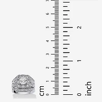 DiamonArt® Womens 2 1/3 CT. T.W. White Cubic Zirconia Platinum Over Silver Square Bridal Set