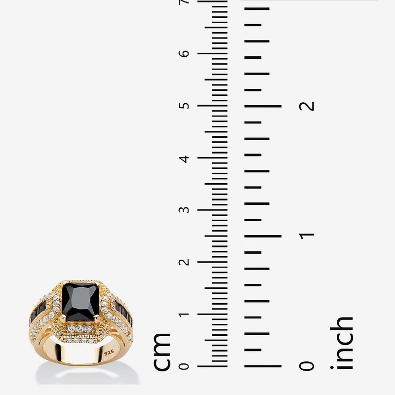 DiamonArt® Womens 5 3/4 CT. T.W. Black Cubic Zirconia 14K Gold Over Silver Rectangular Engagement Ring