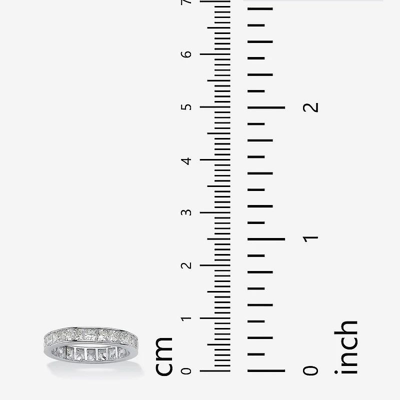 DiamonArt® 4MM 5 1/4 CT. T.W. White Cubic Zirconia Platinum Over Silver Square Band